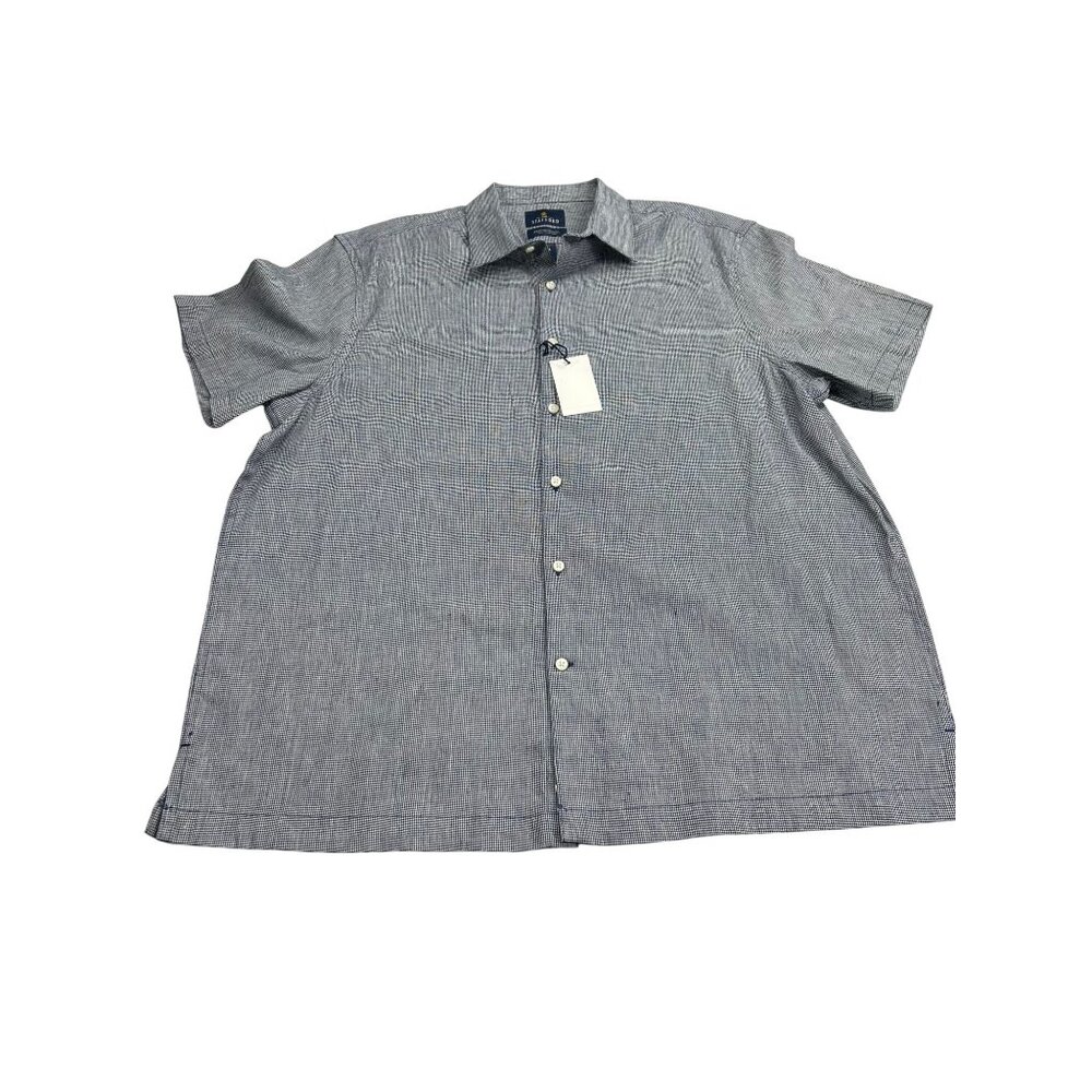 Stafford Mens Estate Blue Regular Fit Short Sleeve Button-Down Shirt XL Rayon/Li
